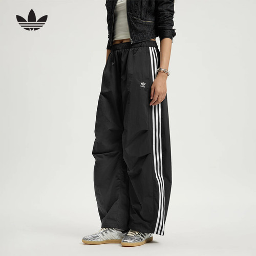 adidas阿迪达斯三叶草弯刀裤25秋女伞兵梭织长裤KS3324/KS3325