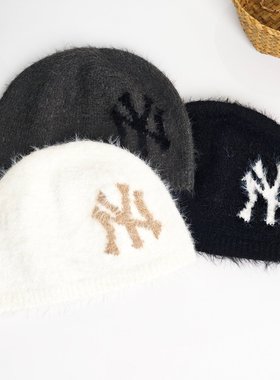 MLB毛线帽子男女25秋冬新款NY大标含羊毛保暖针织帽冷帽3ABNB0956