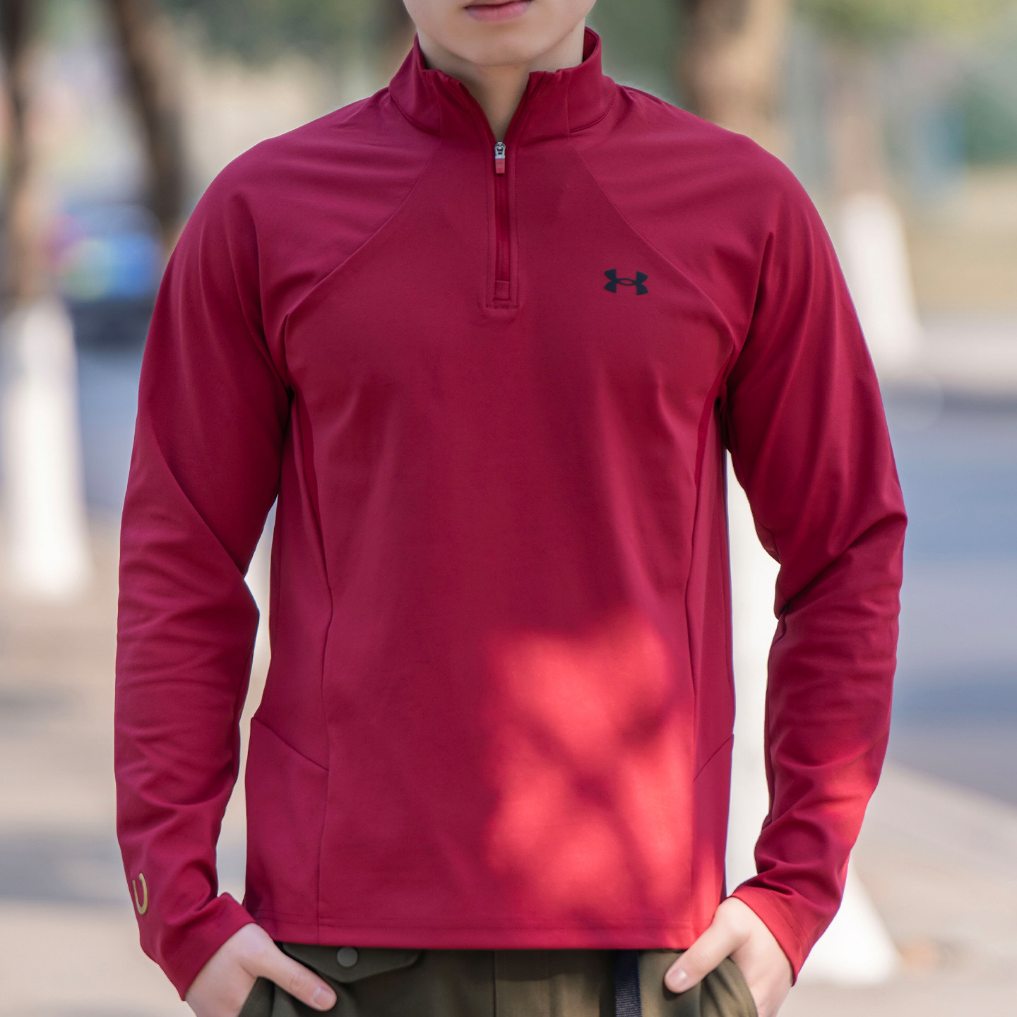 安德玛UA男子2026春季新款立领半拉链运动透气跑步长袖T恤6014312