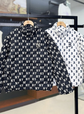 MLB羽绒服秋冬款男女NY老花满印情侣运动休闲棉羽外套3ADJM0646