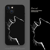 适用华为mate60Pro猫咪手机壳nova12线条ins冷淡风11小众10高级感pura70时尚 简约p50猫40黑猫6荣耀200新款 100