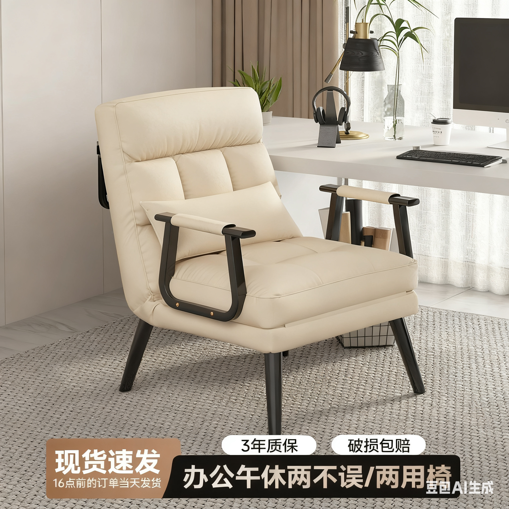 启顾阁皮质沙发椅卧室办公椅子