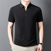 男士 弹力体恤潮Polo衫 无痕冰丝短袖 休闲半袖 t恤中青年V领薄款 夏季