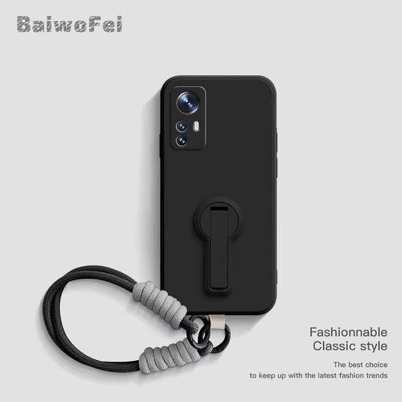 小米12系列硅胶带支架挂绳手机壳