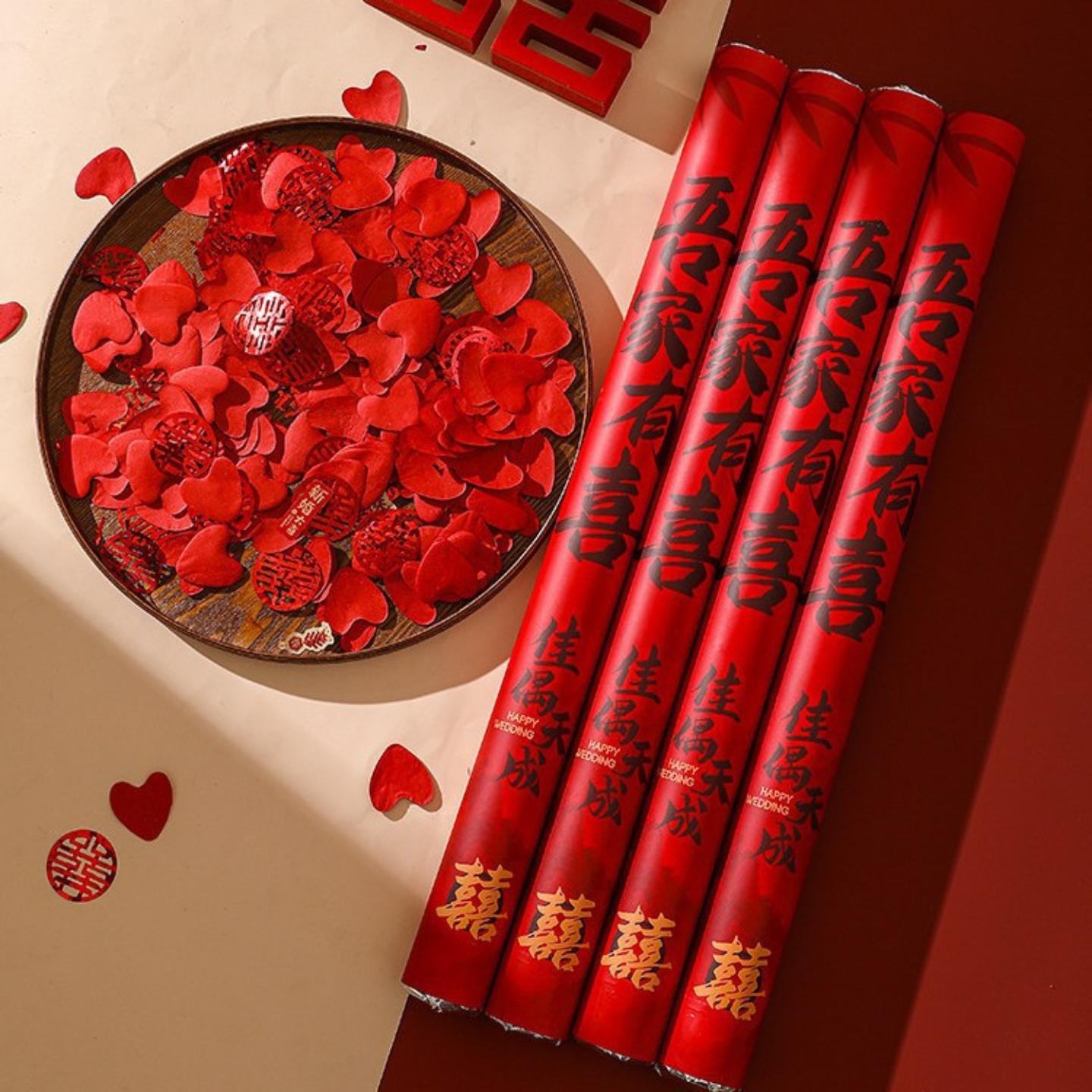 结婚礼炮粉色花瓣雨婚庆花筒彩带图片