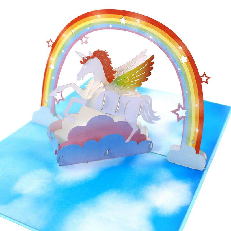 节祝日福贺创意动物卡3D立体手工独角G2082B兽纸雕生日卡礼物小片