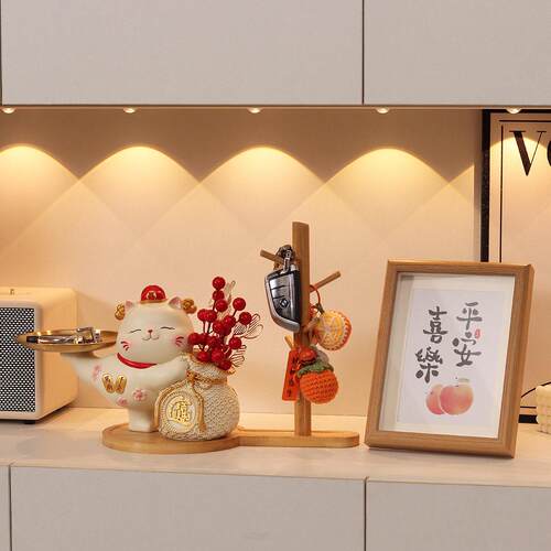 QH-809B招财猫入户玄关鞋钥电匙收纳摆件门口厅家居柜视柜乔迁客