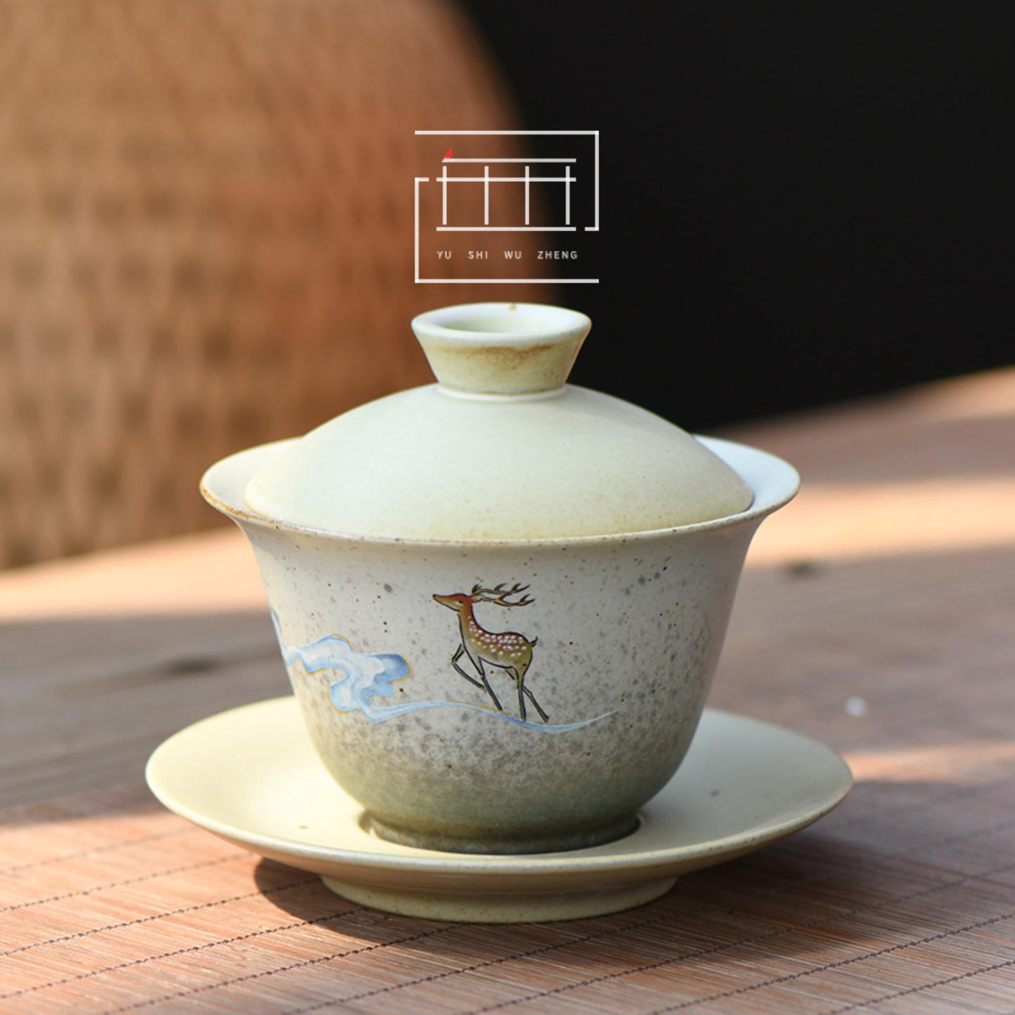 一路相伴粗陶盖碗功夫茶具套装图片