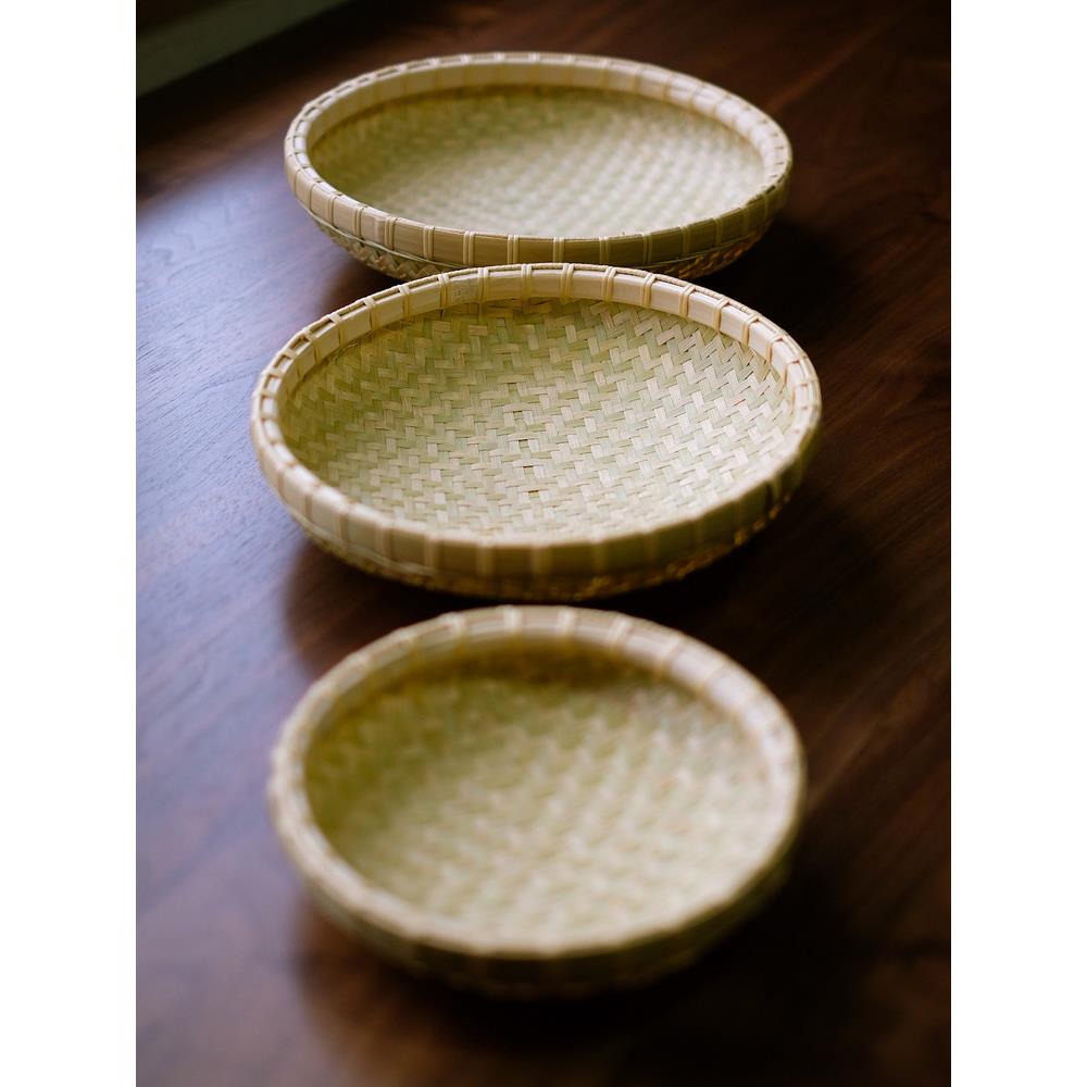 高品质纯品382手工竹编制 家用收纳馒筐水果篮面筐洗菜头篮无包孔