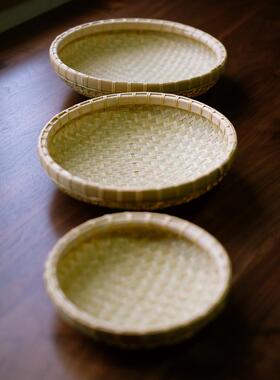 高品质纯品382手工竹编制 家用收纳馒筐水果篮面筐洗菜头篮无包孔