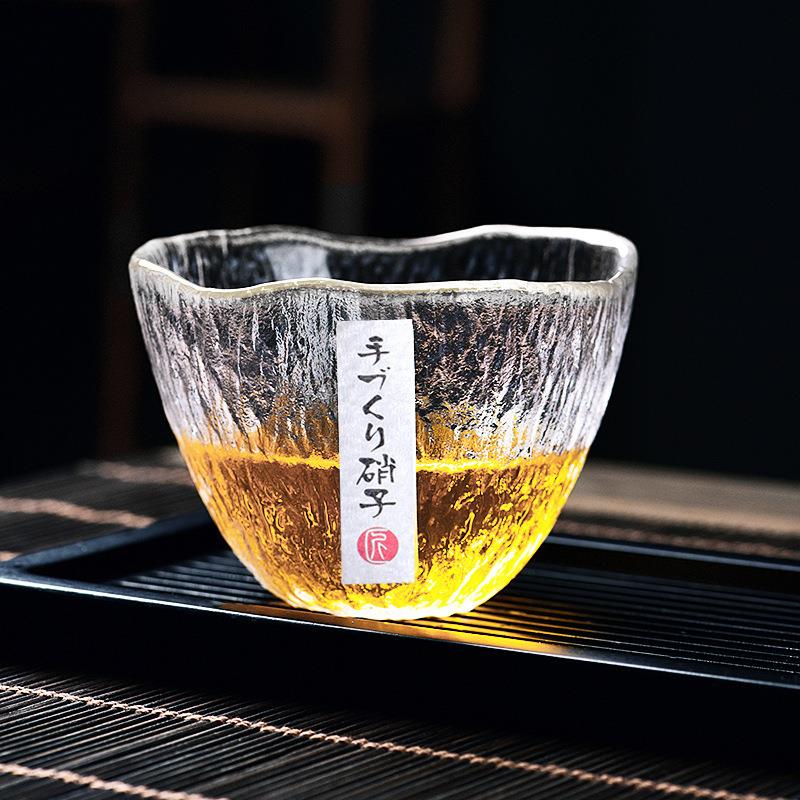 日式雨露杯玻茶锤小品杯手工QHY0032主人杯日本清纹酒杯璃子功夫图片