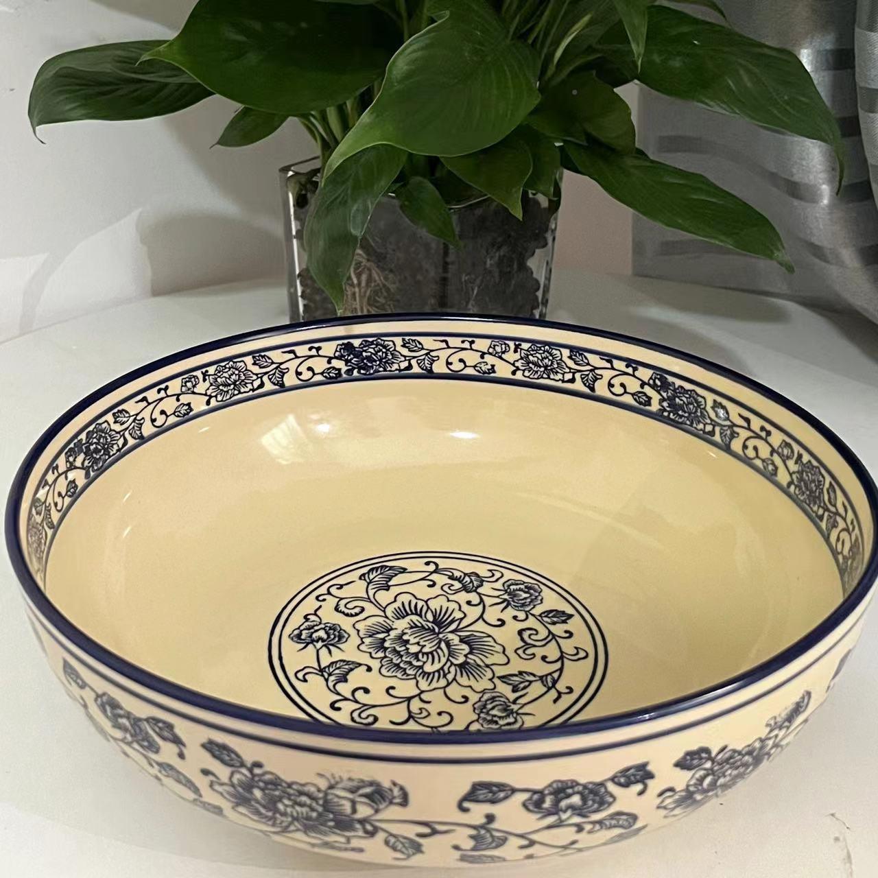 寸H1582碗10寸大汤9家用大菜盆水煮鱼碗毛旺碗酸菜鱼青花瓷大号老