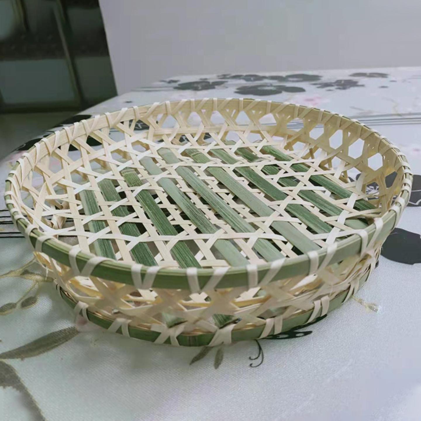 竹编托盘双扣篮竹篮小果篮竹篮子