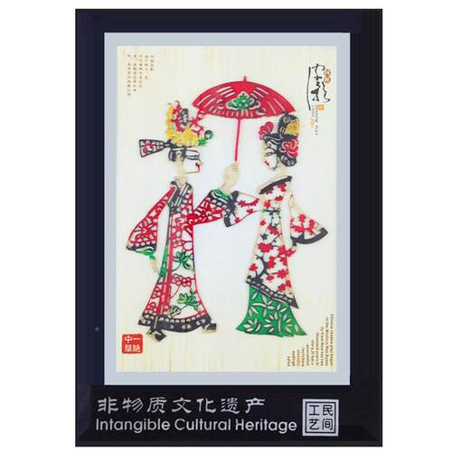 玻璃皮陕西西面安皮影戏装影饰画桌摆件中国特出国小色礼品TY5548