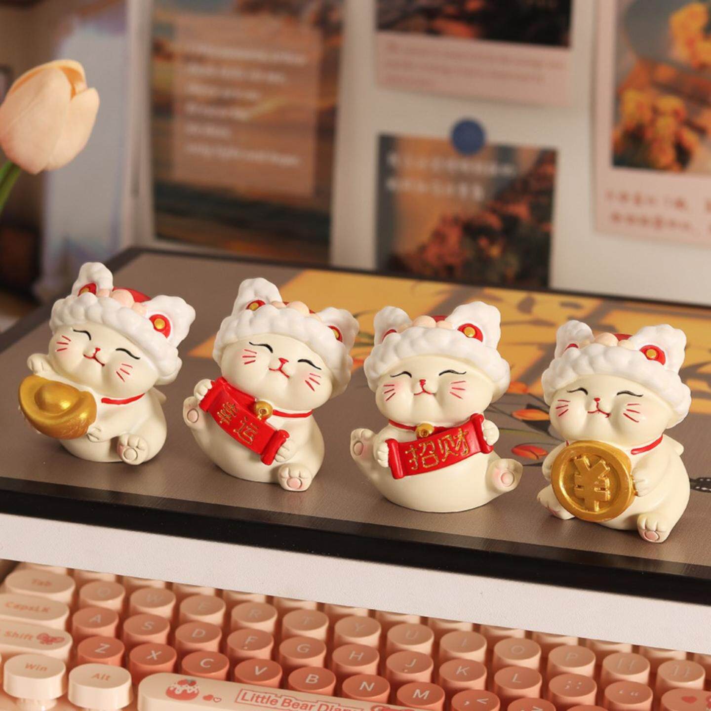 醒狮招财猫小摆件可爱创意家居图片