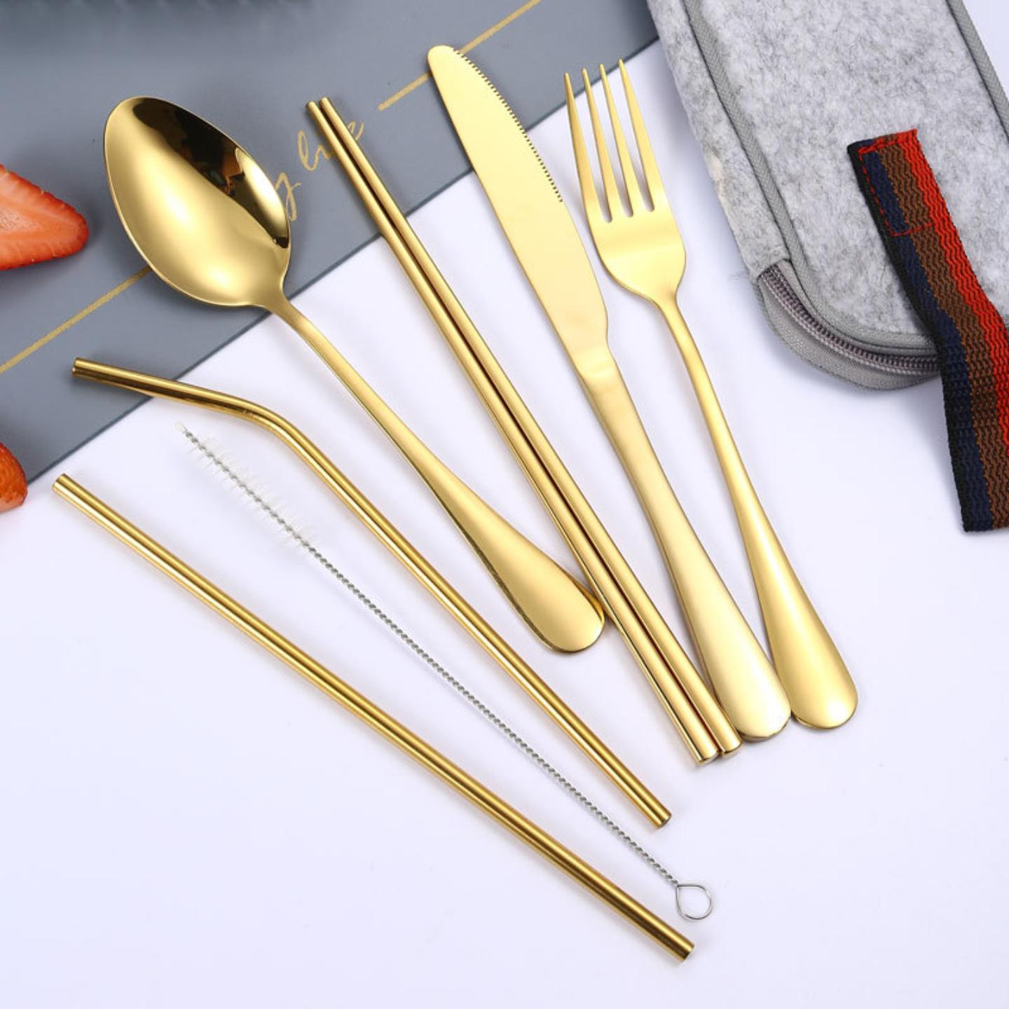 亚马逊爆款不锈钢餐具套装户外