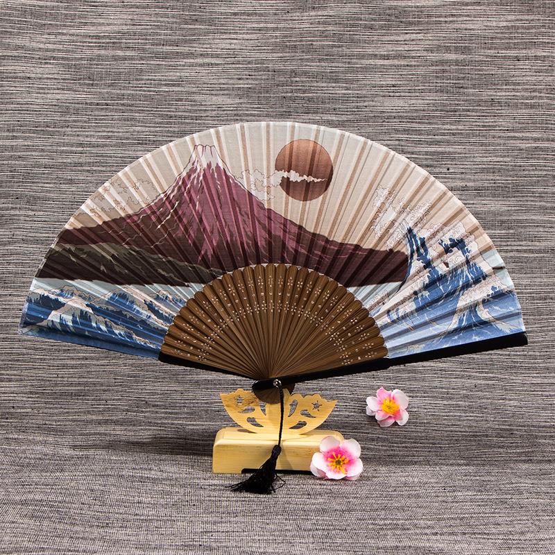 厂折家现创意哑光油漆扇柄折叠真丝扇子 女士货用中国古风-质优扇