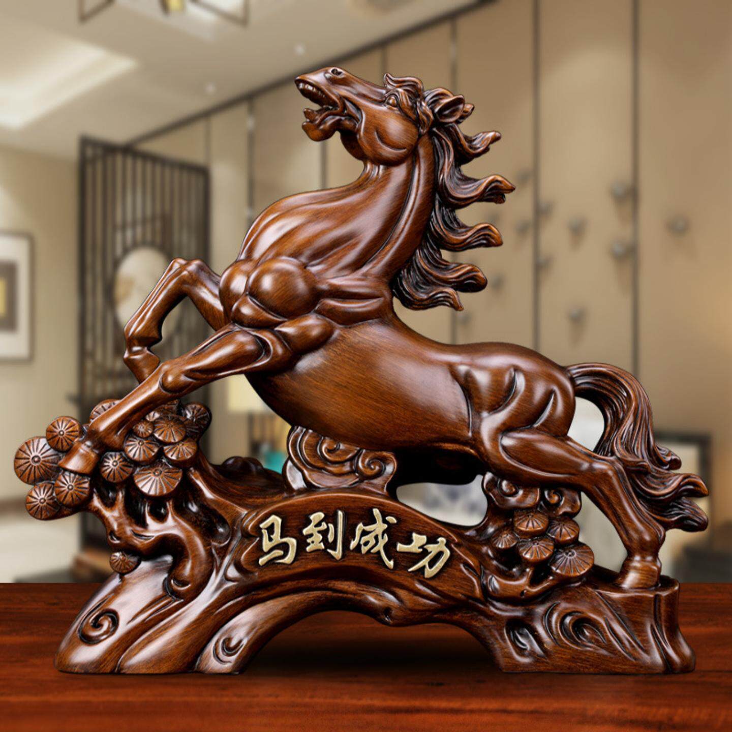 中式马到成功树脂工艺品摆件家居