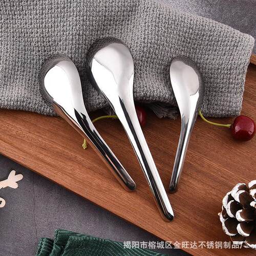 304不锈钢经典平底汤锈勺家用吃饭喝大DS-X6086汤中平底勺不钢小
