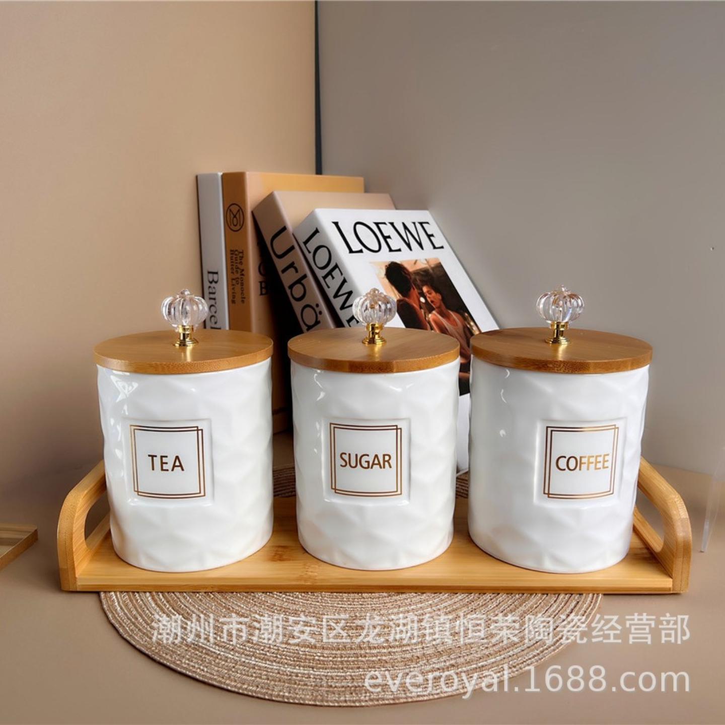 北欧大理石陶瓷密封罐厨房用品