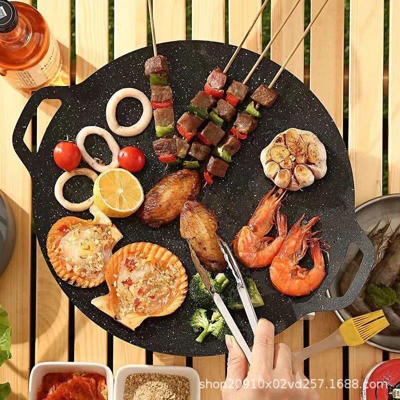户外饭烤盘石烧烤盘肉盘卡式炉烤肉锅式铁板烧电韩磁炉麦煎家用烤
