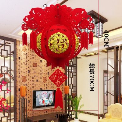 结婚用品大红灯笼婚房装饰喜字灯笼拉花婚庆绒布创意宫灯布置挂饰