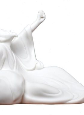 白瓷诗仙李白家居客厅桌面摆件中式陶瓷人物玄关博古架工艺装饰品