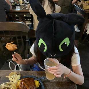 无牙仔帽子奇妙之旅小黑无牙仔环球可爱头套驯龙高手动漫周边cos