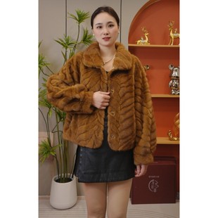 【拾叁优选】金叶貂原创设计师立领翻领冬季加厚气质时尚女装168#