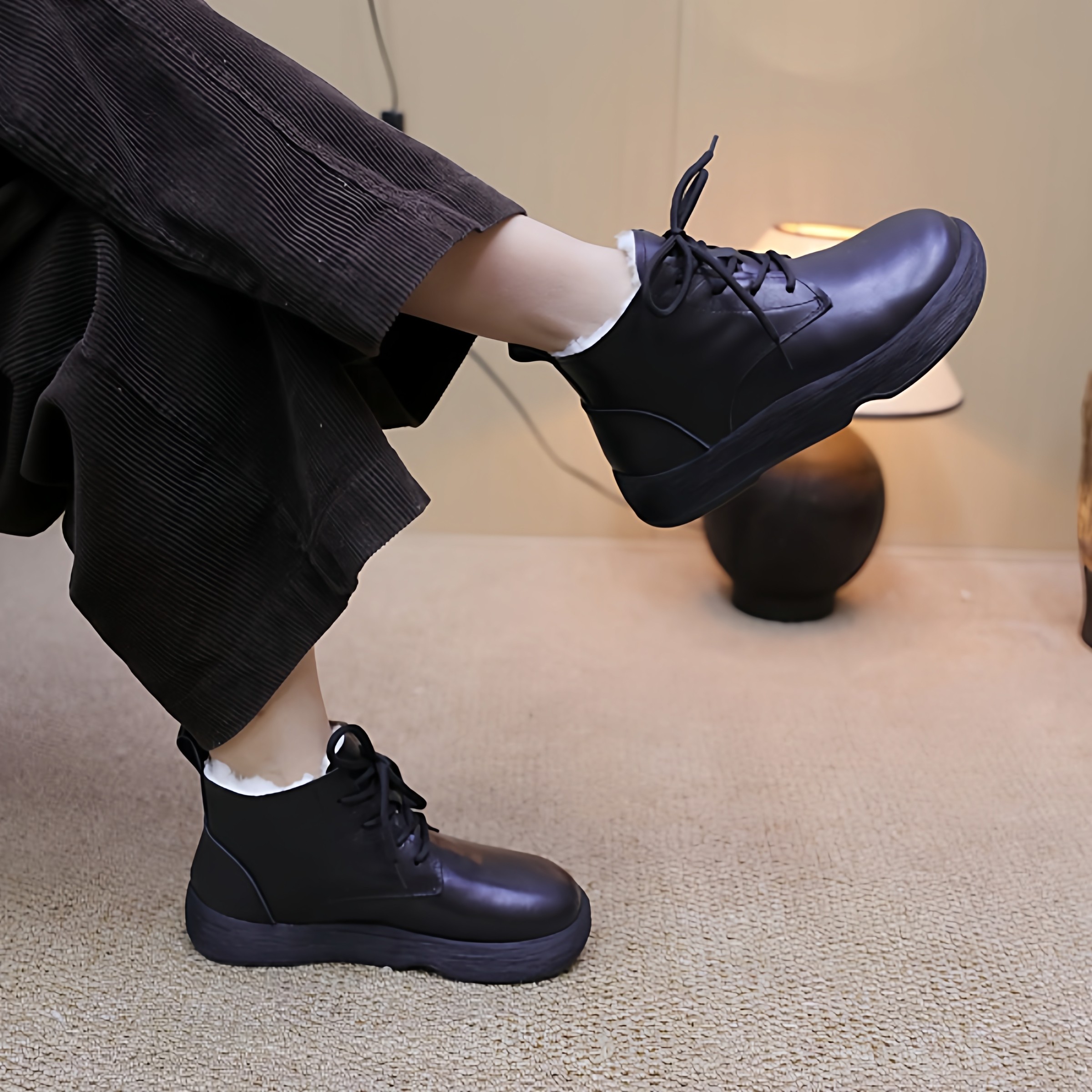 2025保暖交叉绑带中筒冬季短筒马丁靴休闲加绒厚底,女鞋,时尚雪地靴,淘宝优惠券,粉丝福利购,淘宝优惠卷