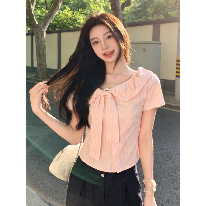 短袖甜美风女显瘦收腰T恤