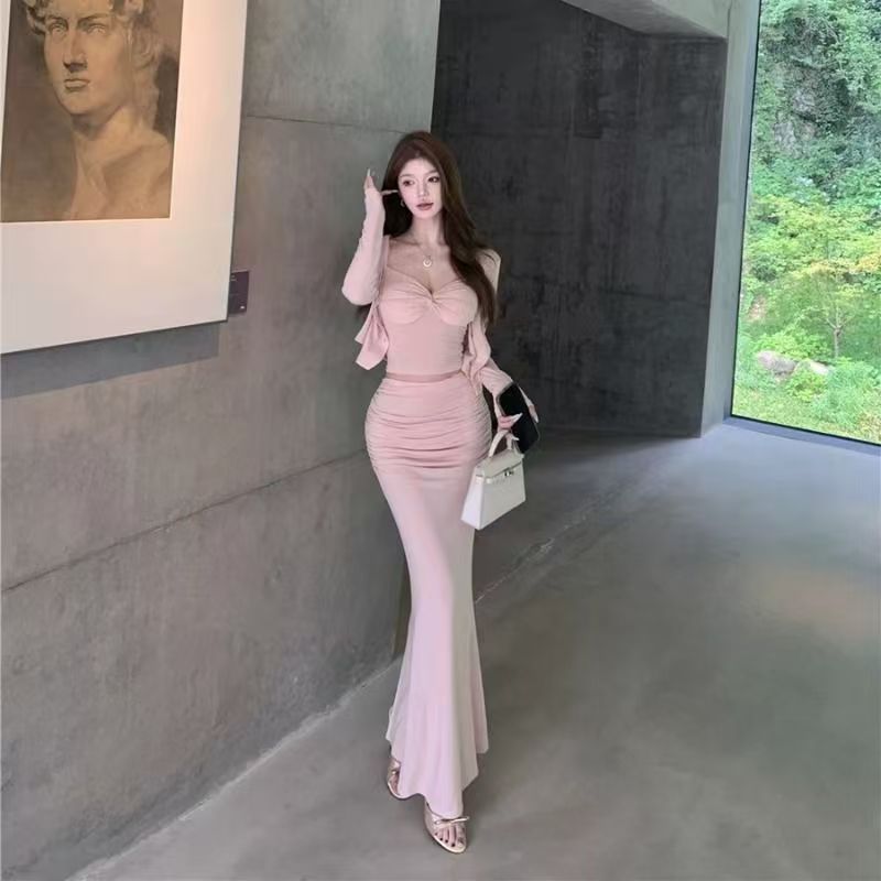 纯欲风鱼尾裙修身显瘦性感气质