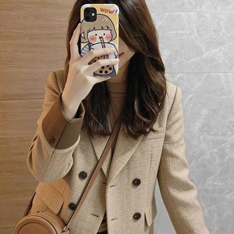 韩系毛呢外套气质显瘦休闲西服