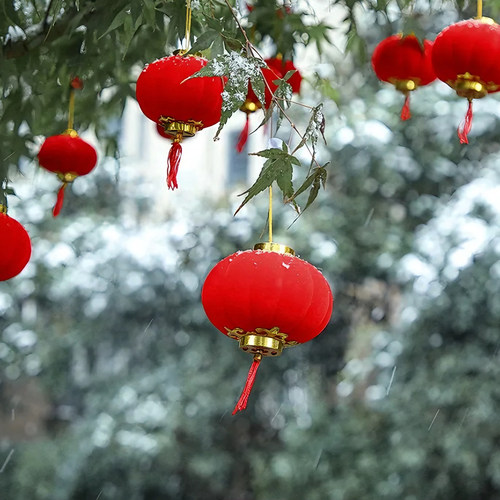新年装饰品植绒小红灯笼挂饰