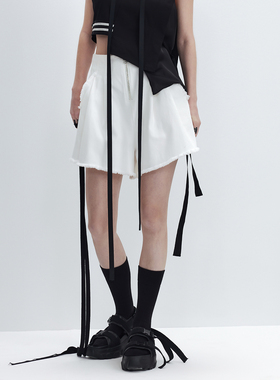 ZS+D2023年新品毛边阔腿牛仔短裤女夏高腰显瘦A型短裤741K306Z