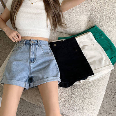 2023夏季高腰牛仔短裤女