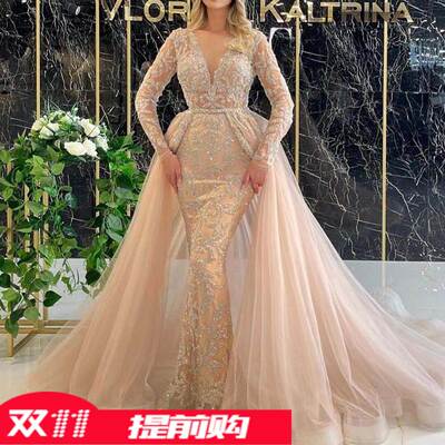 The new 2021 ladies bridal trailing party evening gown礼服女