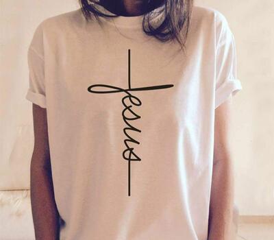 Faith Cross Christian T-Shirt Women Church ladies t Shirt