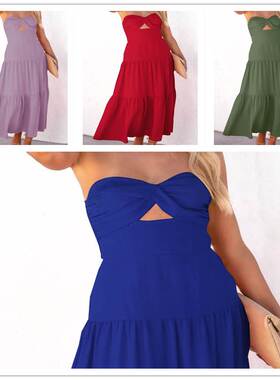 性感连衣裙 2023Off Shoulder Solid Backless Sexy Summer Dress