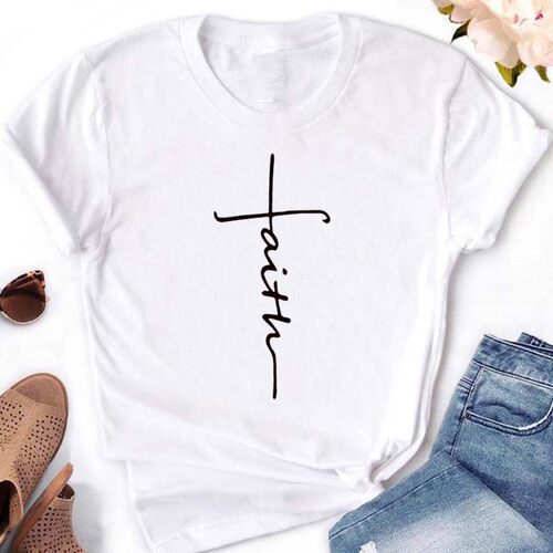 纯棉T恤女 Faith Women Loose Cotton T-shirts ladies tees tops