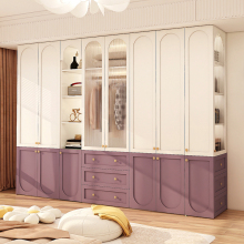 实木衣柜家用卧室法式奶油拼色儿童衣橱ENF级环保欧松板柜子定制