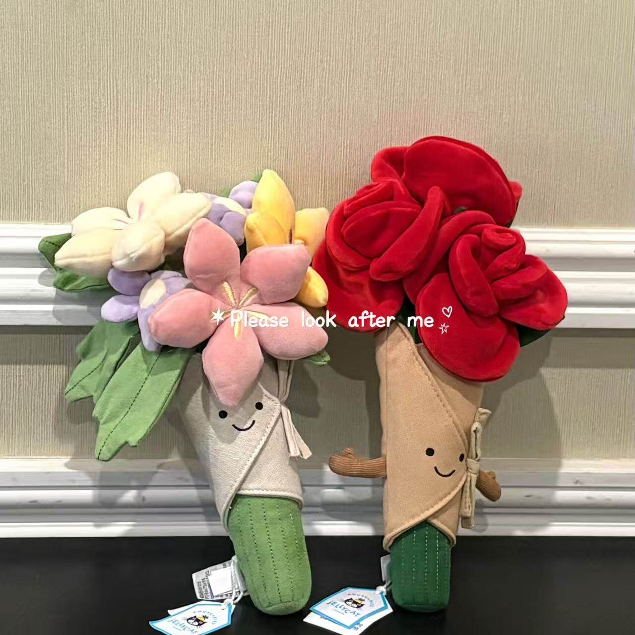 正品现货 英国JELLYCAT 趣味玫瑰花束 手捧花束 送礼女孩毛绒玩偶