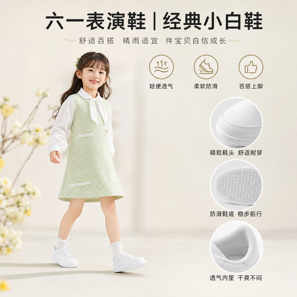 儿童帆布鞋六一表演鞋女童鞋春季新款经典小白鞋男童鞋子学生鞋