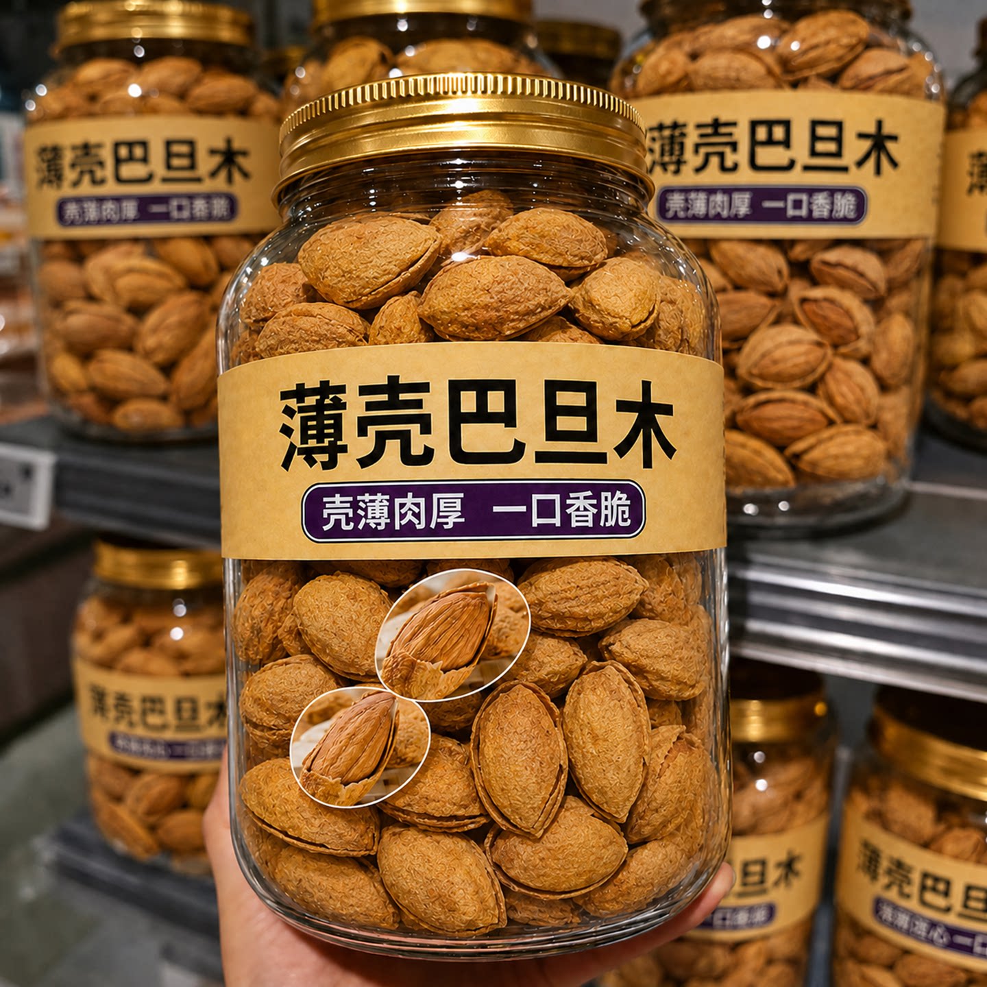 手剥奶油味带壳巴旦木500g坚果图片
