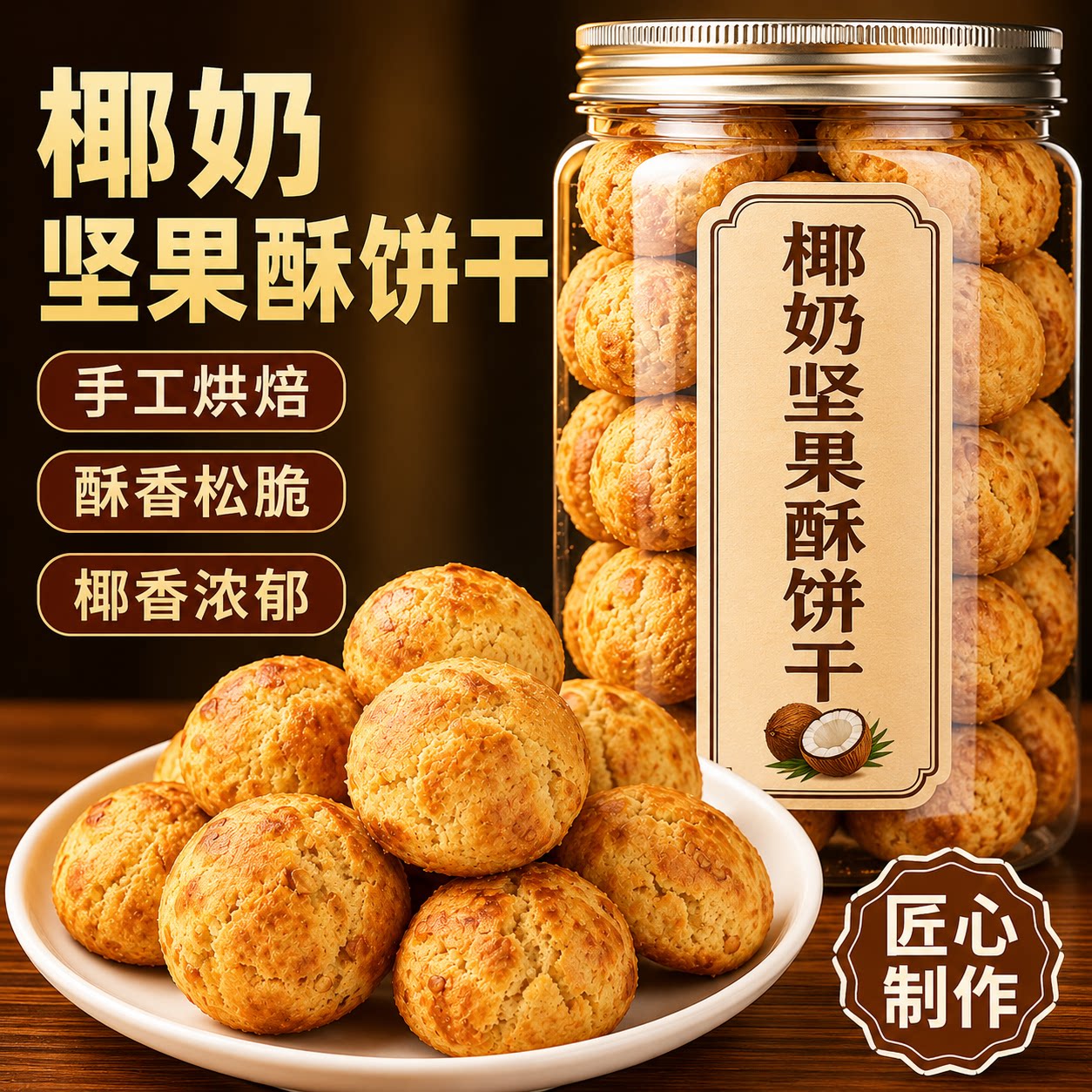 椰奶坚果酥曲奇饼干小包装核桃酥休闲独立包装解馋糕点椰蓉小食品图片