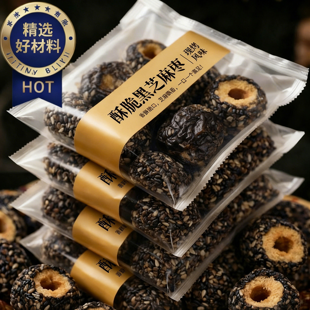 黑芝麻脆枣新疆红枣去核无核脆枣香酥脆休闲健康营养零食过年年货