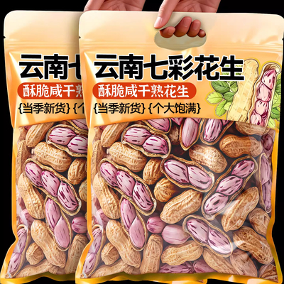 农科院云南七彩花生带壳生花生新货晒干原味休闲零食坚果