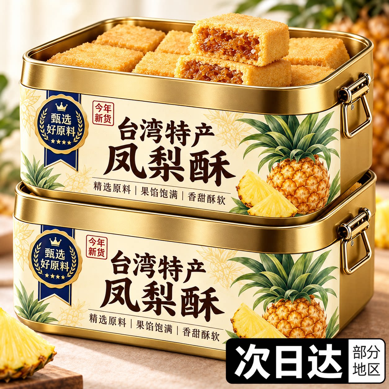 正宗台湾凤梨酥铁盒子官方旗舰店老字号传统中式糕点零食小吃特产图片