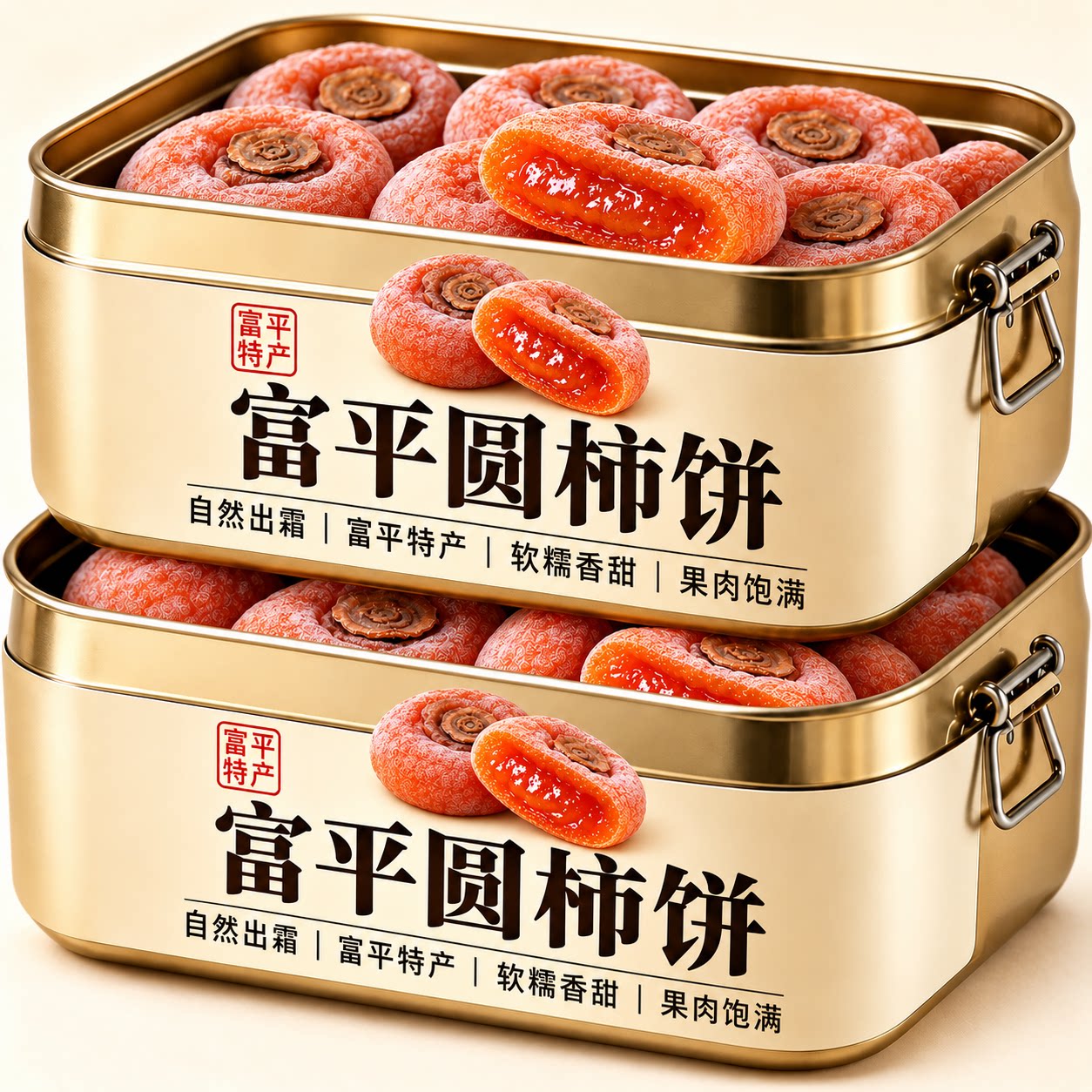 正宗富平柿饼官方旗舰店2026年新货陕西流心柿子吊柿圆饼独立包装