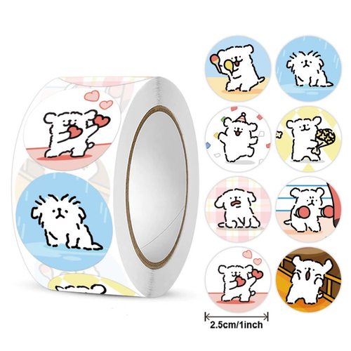 创意卡通小狗贴纸可爱小狗封口贴手账贴马尔济斯犬表情包不干标签